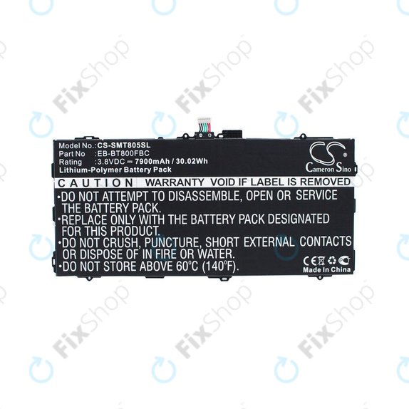 Batterie pour Samsung Galaxy Tab S 10.5, 7900mAh, Li-Pol, 3.8V, EB-BT800FBC, HQ