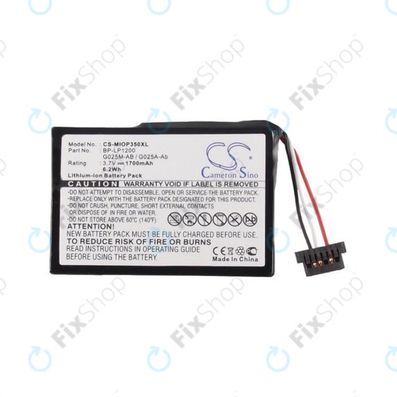 Batterie pour Mitac Mio P350, 1700mAh, Li-Ion, 3.7V, BL-LP1230, HQ