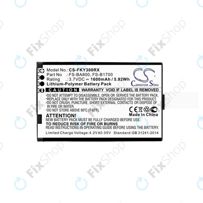 Batterie pour Flysky FA605, FS-GT2B, FS-I10, 1600mAh, Li-Pol, 3.7V, FS-BA800, HQ