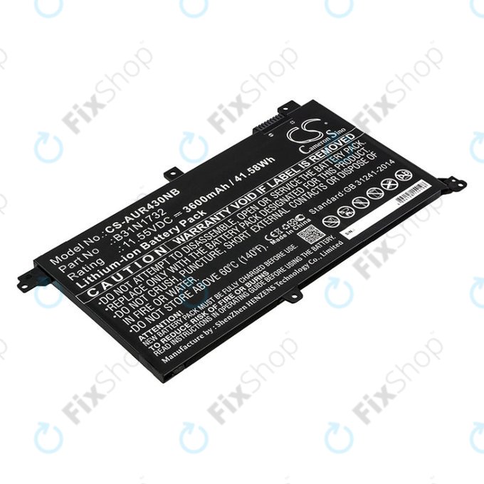 Batterie pour Asus VivoBook S14, S430FA, 3600mAh, Li-Ion, 11.55V, B31N1732, HQ