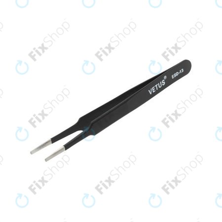 Vetus ESD-13 - Pince à épiler antistatique en métal à pointe plate (115 mm)