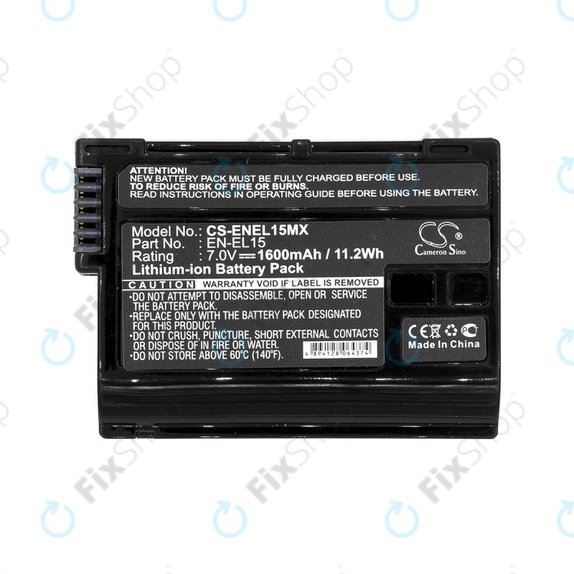 Batterie pour Nikon Coolpix D7000, 1600mAh, Li-Ion, 7V, EN-EL15, HQ