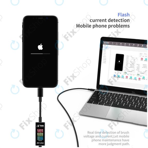 AV-Line - Câble de chargement à détection intelligente (Lightning - USB-C)