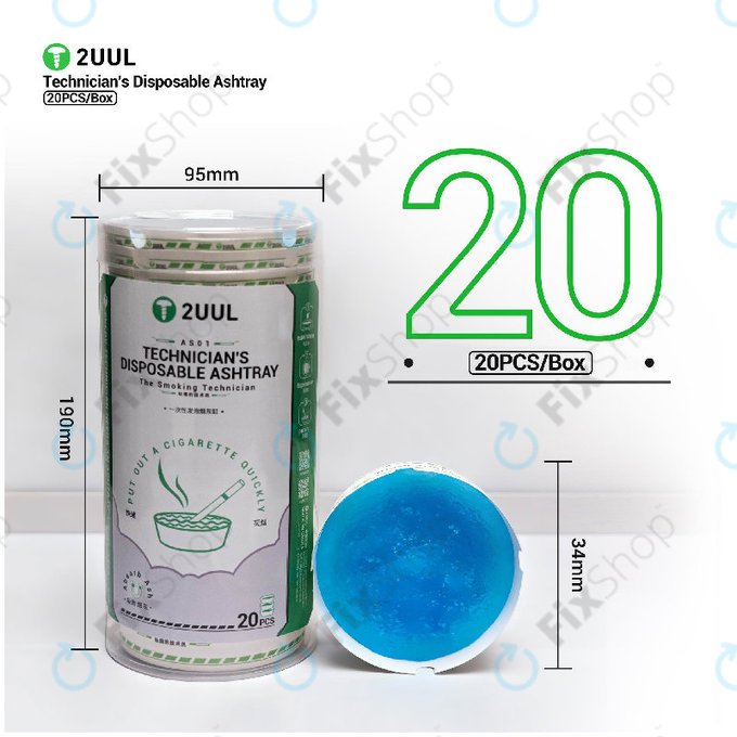 Cendrier jetable pour techniciens, 2UUL AS01, 20 pcs/boîte