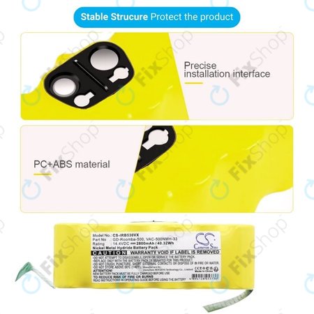 iRobot Roomba 500, 600, 700, 800, 900-series, R3, Scooba 450, Vileda 137173 - Batterie 11702, GD-Roomba-500, VAC-500NMH-33 14.4V 2800mAh HQ