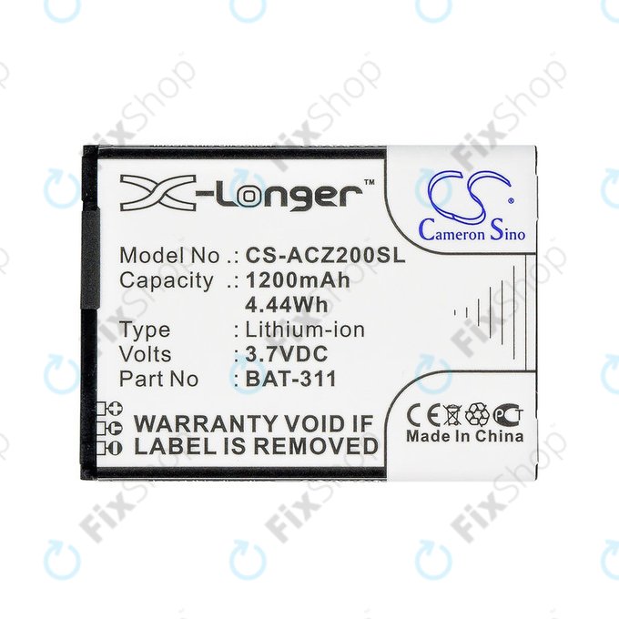 Batterie pour Acer Liquid Z200, BAT-311, Li-ion, 3.7V, 1200mAh, HQ