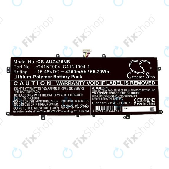 Batterie pour Asus Zenbook 13, Zenbook 14, 4250mAh, Li-Pol, 15.48V, C41N1904, HQ