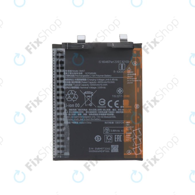 Batterie pour Xiaomi 13T 2306EPN60G, Redmi Note 13 Pro 4G 23117RA68G 2312FPCA6G, 5000mAh, BM5T, Genuine Service Pack