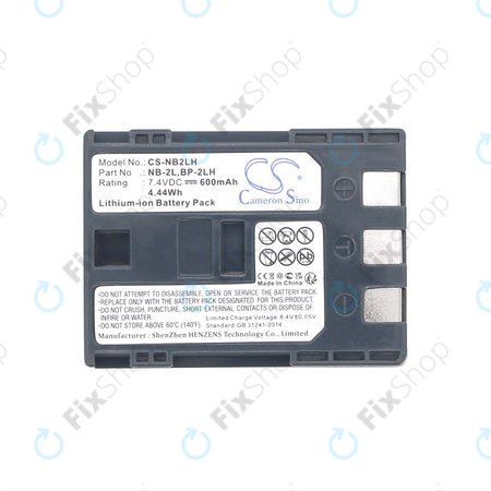 Batterie pour Canon EOS 350D, 400D, PowerShot S30, S60, S80, 600mAh, Li-Ion, 7.4V, NB-2LH, HQ