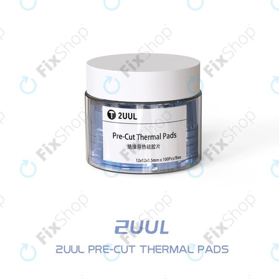 2UUL - Coussinets thermiques en silicone prédécoupés - 12 x 12 x 1.5mm (100 pièces)