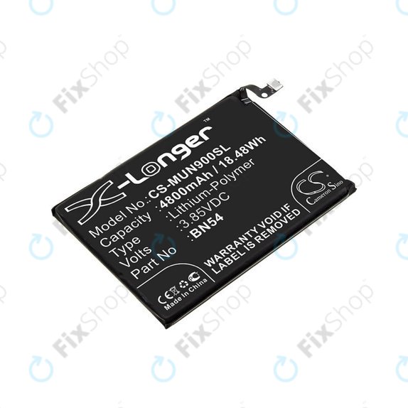 Batterie pour Xiaomi Redmi 9 M2004J19G, 4800mAh, Li-Pol, 3.85 V, BN54, HQ