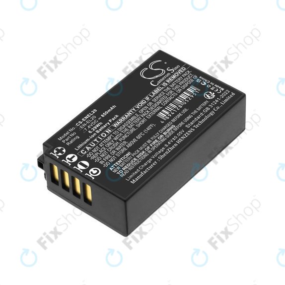 Batterie pour Nikon Coolpix A, 850mAh, Li-Ion, 7.4V, EN-EL20, HQ