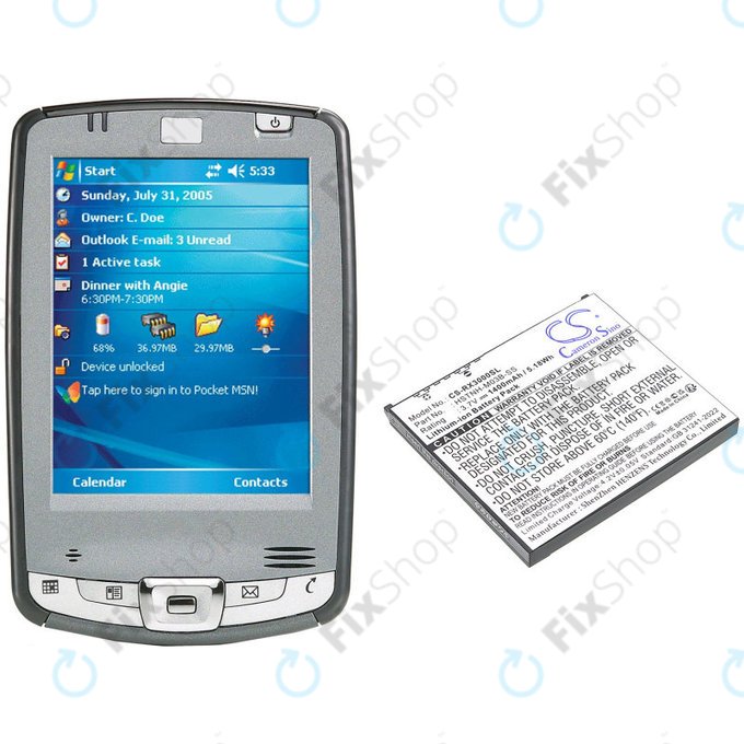 Batterie pour HP Compaq iPAQ rx3000, rx3115, rx3700, hx2110, hx2790, 1400mAh, Li-Ion, 3.7V, HSTNH-M03B-SS, HQ