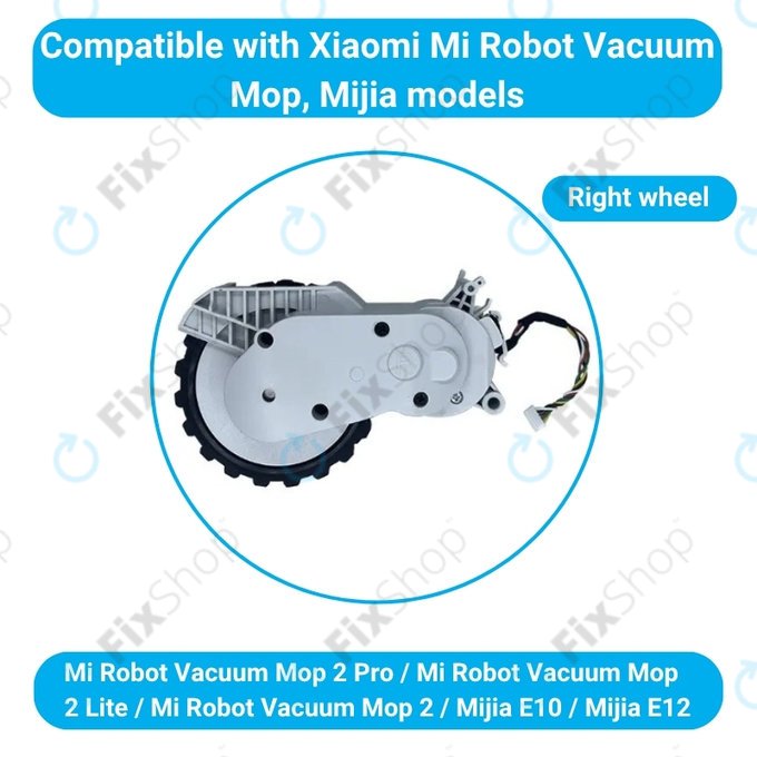 Xiaomi Mijia E10, E12, Mi Robot Vacuum Mop 2 Lite, 2 Pro - Roue avec moteur (droite) (Blanc)