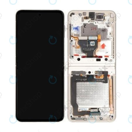 Samsung Galaxy Z Flip 3 F711B - Écran LCD + Objectif Tactile + Cadre (Crème) - GH82-27243B, GH82-27244B Genuine Service Pack