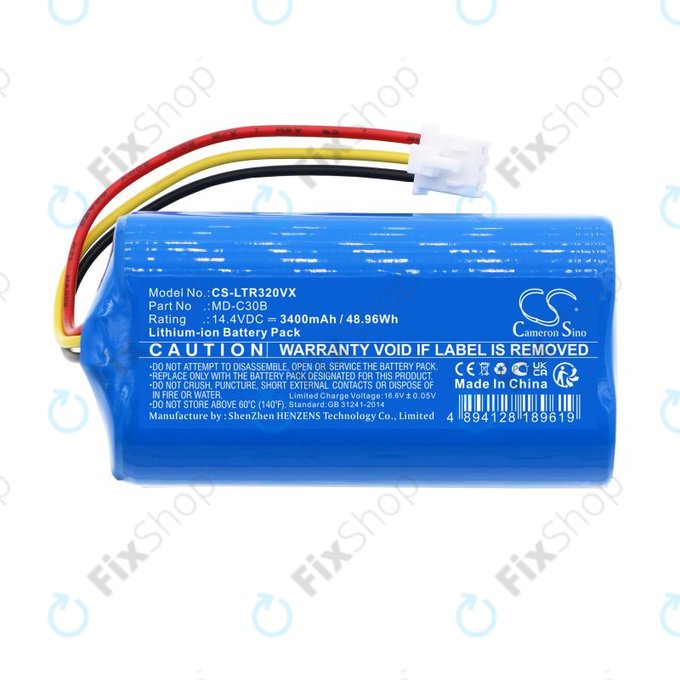 Batterie pour Blaupunkt BlueBot XSMART, 3400mAh, Li-Ion, 14.4V, BPK-VCBB1XB, Xboost, D071-INR-CH-4S1P, HQ