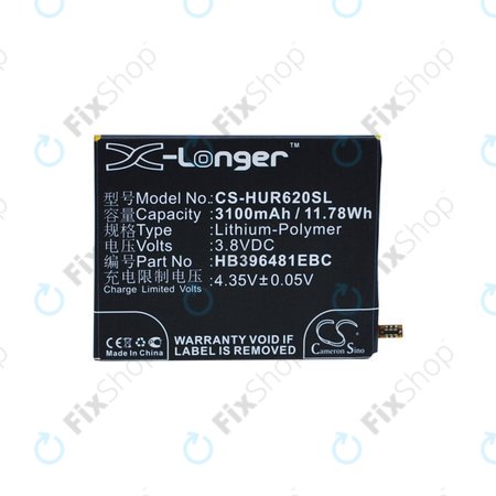 Batterie pour Huawei Ascend Y6 2, Honor 5a, Huawei G7 Plus, 3100mAh, Li-Pol, 3.8V, HB396481EBC, HQ