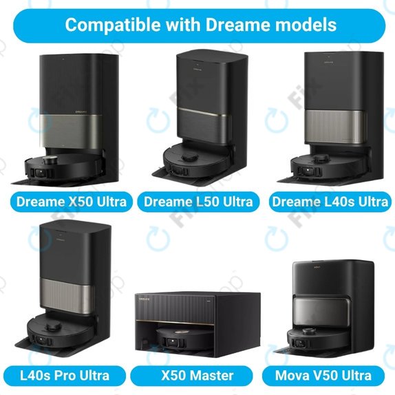 Kit de pièces de rechange pour Dreame X50 Ultra, L50 Ultra, L40s Ultra, L40s Pro Ultra, X50 Master, Mova V50 (1 paire de brosses pr, 2x Filtre, 2x Brosse latérale, 4x Chiffon de vadrouille, 2x Sac à p