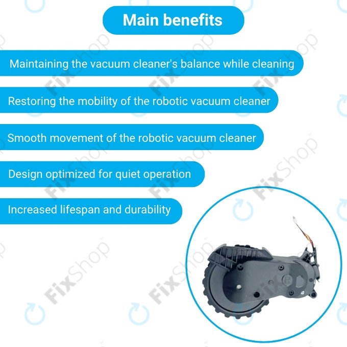 Xiaomi Mijia E10, E12, Mi Robot Vacuum Mop 2 Lite, 2 Pro - Roue avec moteur (droite) (Noir)