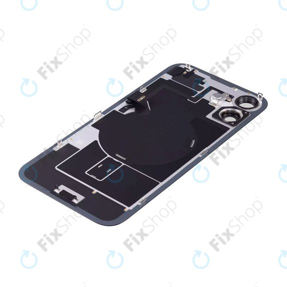 Apple iPhone 16 - Verre de la coque arriere + Verre de caméra + Plaque en métal + Aimants MagSafe + Câble flexible (Black)