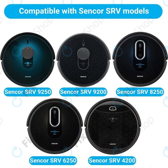 Kit de pièces de rechange pour Sencor SRV9250, 9200, 8250, 6250, 4200 (2x Brosse principale, 4x Filtre, 4x Brosse latérale)
