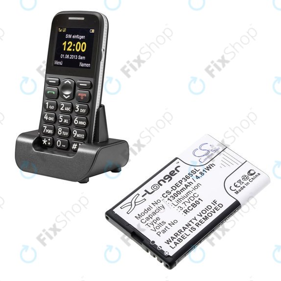 Batterie pour Doro Primo 365, 1300mAh, Li-Ion, 3.7V, RCB01, HQ