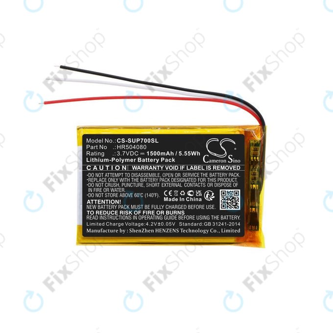 Batterie pour Navitel Ms700, Serioux Upq700, 1500mAh, Li-Pol, 3.7V, HR504080, HQ