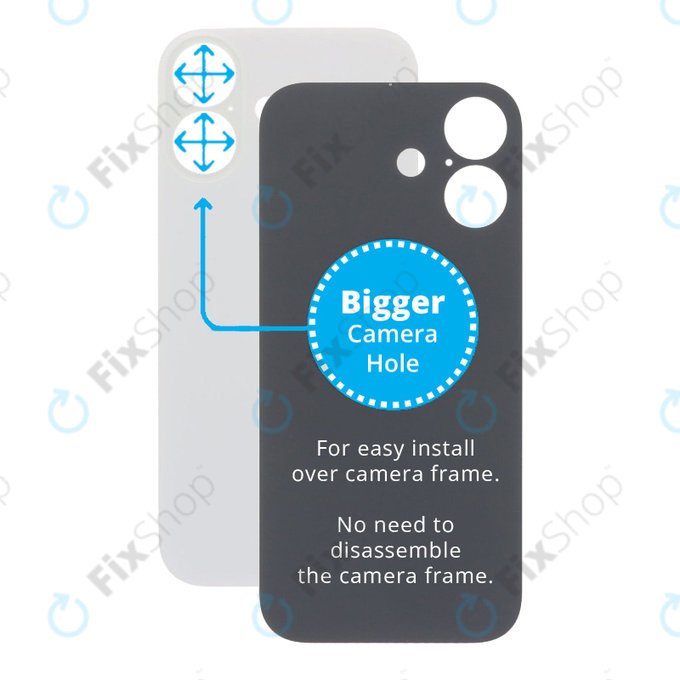 Apple iPhone 17 - Verre du boîtier arrière avec plus grand trou pour l'appareil photo (White)