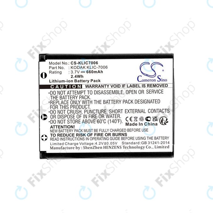 Batterie pour Kodak EasyShare, 660mAh, Li-Ion, 3.7V, LB-012, KLIC-7006, HQ