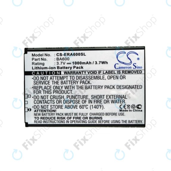 Batterie pour Sony Ericsson Kumquat, ST25, ST25i, Xperia U, 1000mAh, Li-Ion, 3.7V, BA600, HQ