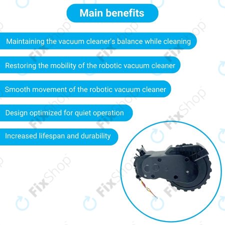 Xiaomi Mijia E10, E12, Mi Robot Vacuum Mop 2 Lite, 2 Pro - Roue avec moteur (gauche) (Noir)