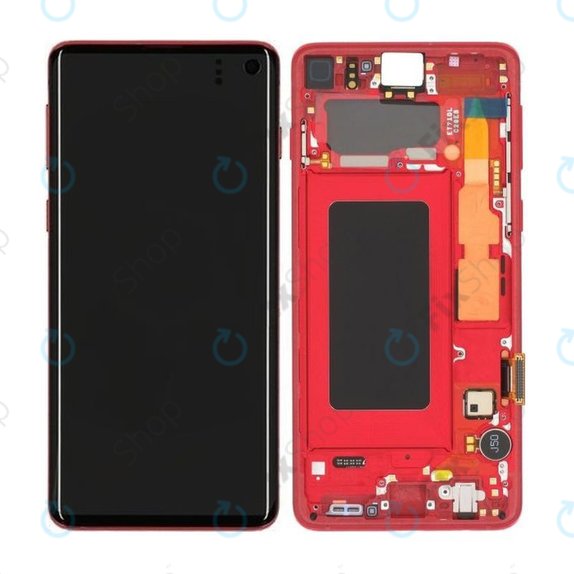 Samsung Galaxy S10 G973F - Écran LCD + Ecran Tactile + Cadre (Rouge) - GH82-18850H Genuine Service Pack