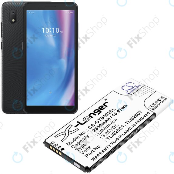 Batterie pour Alcatel 1b 2020, Alcatel Ot-5002a, 2850mAh, Li-Ion, 3.85V, TLI028C1, HQ