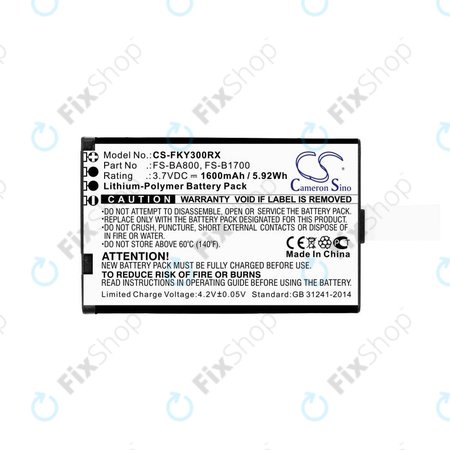 Batterie pour Flysky FA605, FS-GT2B, FS-I10, 1600mAh, Li-Pol, 3.7V, FS-BA800, HQ