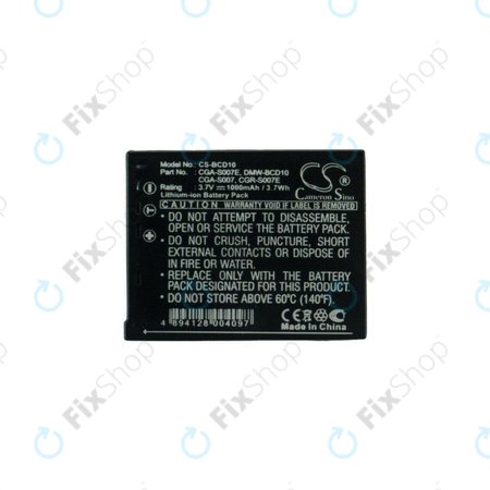 Panasonic Lumix DMC-TZ1, TZ2, TZ3, TZ4, TZ5, TZ11, TZ15, TZ50 - Batterie CGA-S007 / CGR-S007 Li-Ion 1000mAh HQ