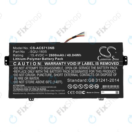 Batterie pour Acer SF713-51, 2600mAh, Li-Pol, 15.4V, SQU-1605, HQ