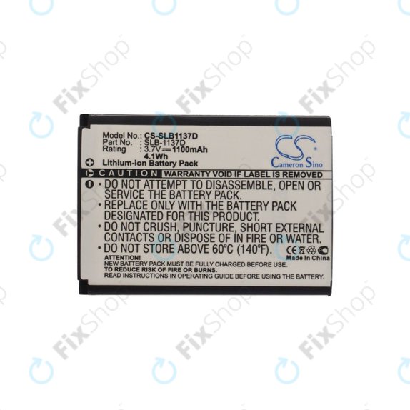 Batterie pour Samsung NV100HD, 1100mAh, Li-Ion, 3.7V, SLB-1137D, HQ