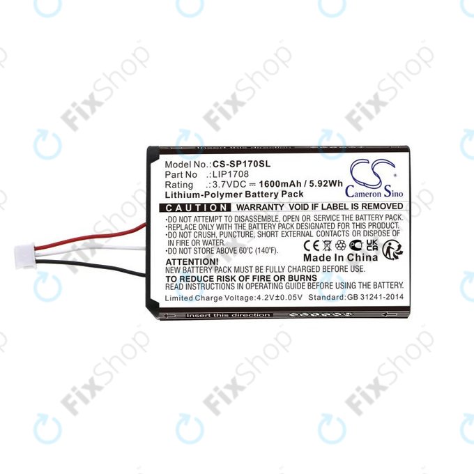 Batterie pour Sony PS5 DualSense, 1600mAh, Li-Pol, 3.7V, LIP1708, HQ