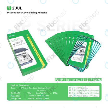 Adhésif d’étanchéité vitre arrière pour iPhone 15 Pro, 2UUL BA15P, (5pcs)