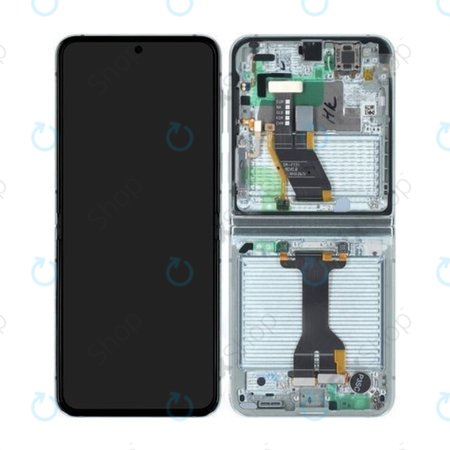 Samsung Galaxy Z Flip 5 F731B - Écran LCD + Ecran Tactile + Cadre (Mint) - GH82-31828D, GH82-31827D Genuine Service Pack