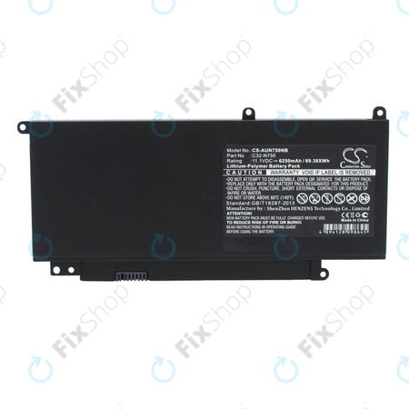 Batterie pour Asus N750, R750, 6250mAh, Li-Pol, 11.1V, C32-N750, HQ