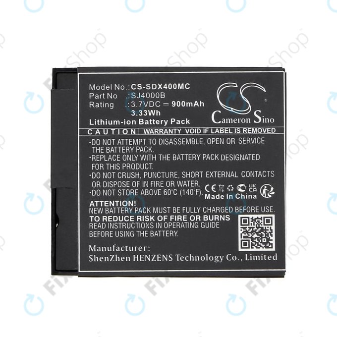 Batterie pour SJCAM SJ4000, SJ5000, 900mAh, Li-Ion, 3.7V, SJ4000B, HQ