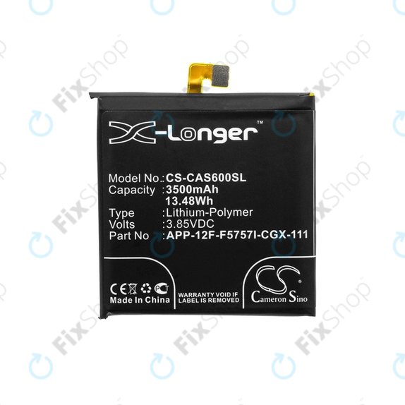 Batterie pour Caterpillar CAT S60, 3500mAh, Li-Pol, 3.85 V, APP-12F-F5757I-CGX-111, HQ