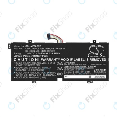 Batterie pour Lenovo IdeaPad 3, Duet 3, 3850mAh, Li-Pol, 7.68V, L19C2PD7, HQ