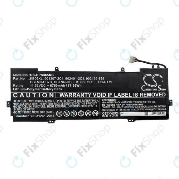 Batterie pour HP Spectre X360 15, 6750mAh, Li-Pol, 11.55V, KB06XL, HQ