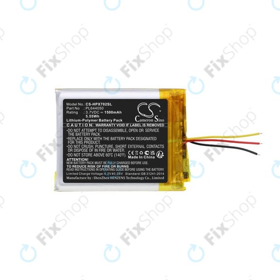 Batterie pour HyperX Cloud Flight, Cloud Alpha, 1500mAh, Li-Pol, 3.7V, PL644050, HQ