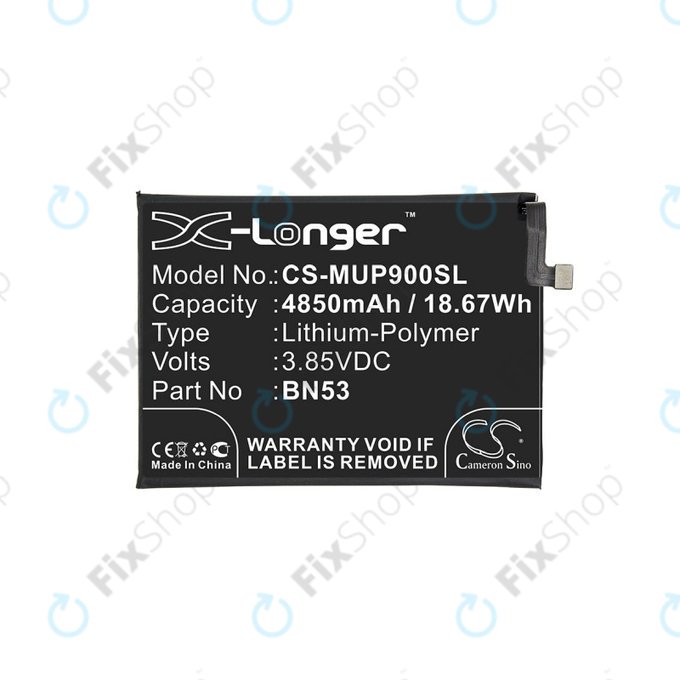 Batterie pour Xiaomi Redmi Note 9 Pro, 4850mAh, Li-Pol, 3.85 V, BN53, HQ