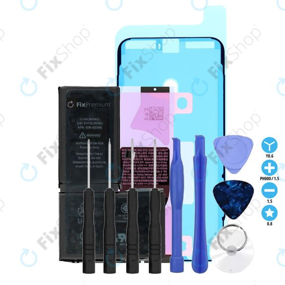 Apple iPhone X - Batterie 2716mAh FixPremium + Adhésif pour Batterie + Adhésif pour LCD + Kit d'outils - Multipack