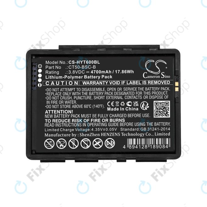 Batterie pour Honeywell CT50, Dolphin CT60, 4700mAh, Li-Pol, 3.8V, CT50-BSC-B, HQ