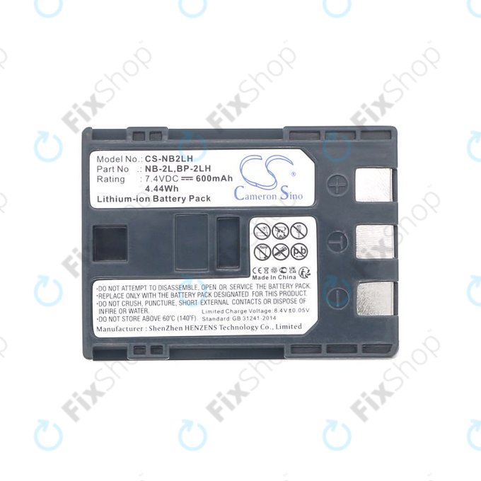 Batterie pour Canon EOS 350D, 400D, PowerShot S30, S60, S80, 600mAh, Li-Ion, 7.4V, NB-2LH, HQ